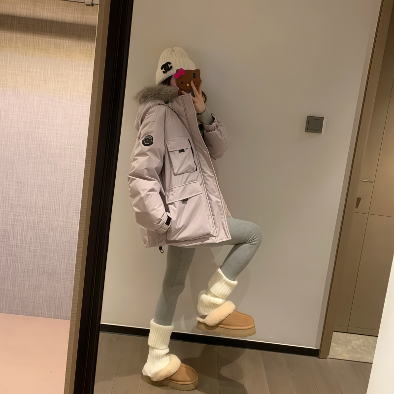 韩系宽松工装棉服女加厚棉衣外套