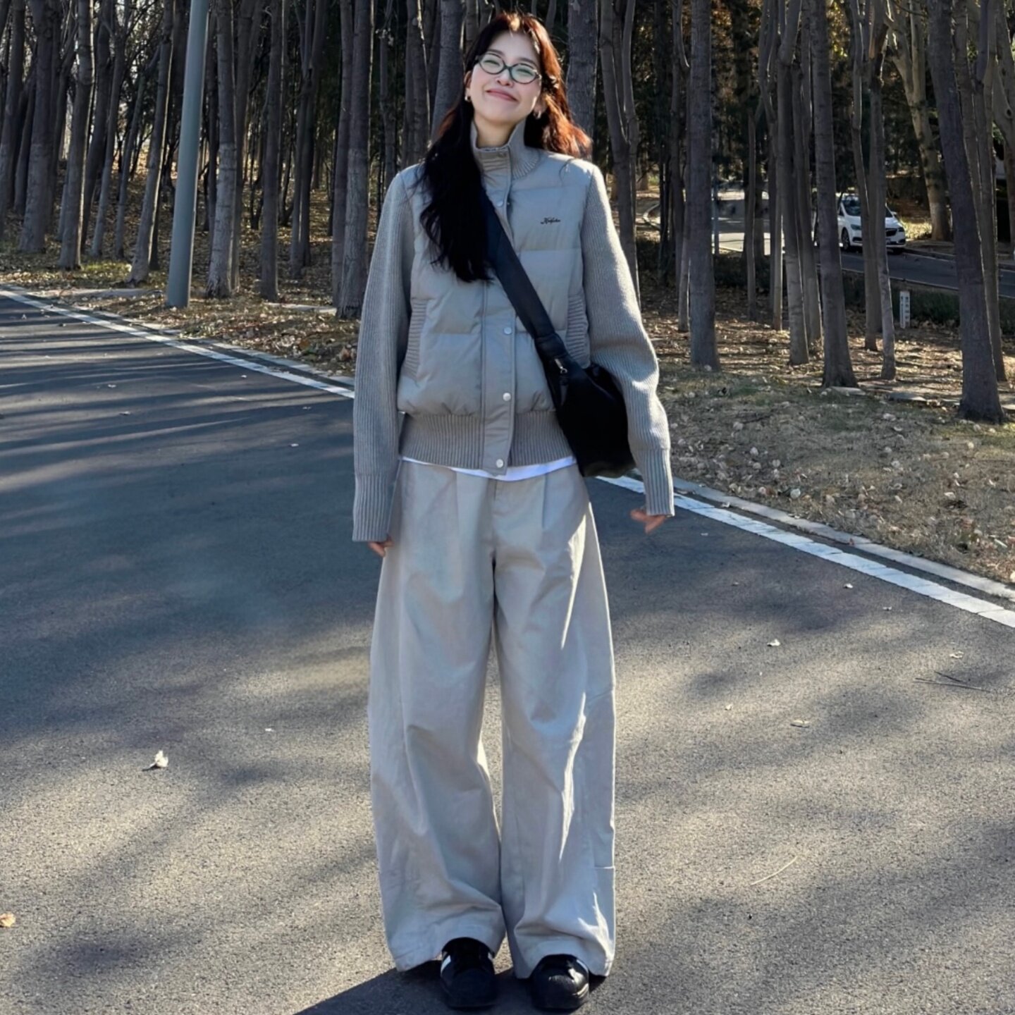韩系百搭针织袖立领轻薄秋冬棉服