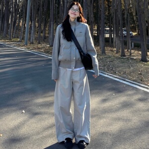 韩系百搭针织袖立领轻薄秋冬棉服