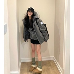韩系情侣羽绒棉服2024冬季新款女加厚高级感小个子美式复古派克服