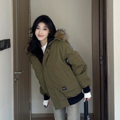 博主同款复古美式情侣宽松派克服