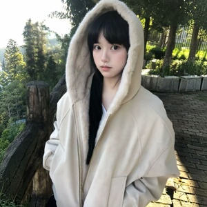 美式复古连帽座山雕加厚情侣棉服