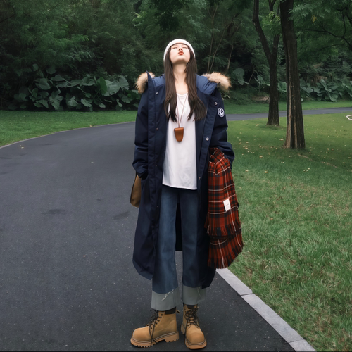 超好看美式复古长款工装派克棉服