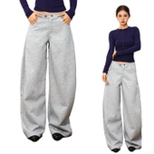 2025秋冬卫裤 女宽松弯刀阔腿拖地长裤 子廓形镰刀裤 @SOHOT 新款 女