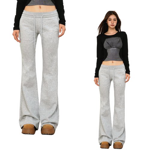 垂感修身显瘦微喇卫裤女