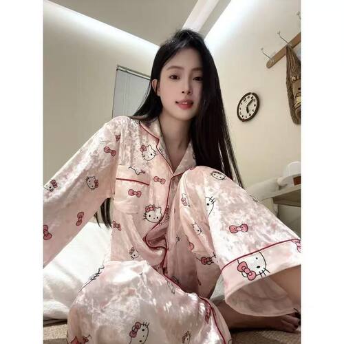 2026萘胺秋冬长袖金丝绒睡衣女韩系卡通可爱少女家居服套装