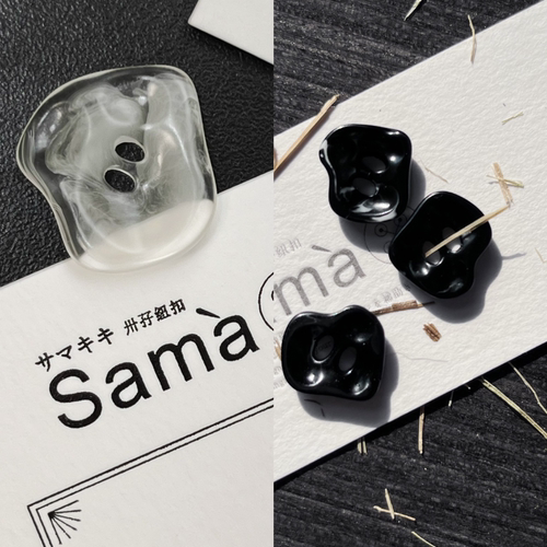 卅孖纽扣 冰霜 透明不规则毛衣外套连衣裙两眼扣