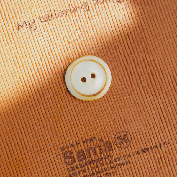 SAMA 太阳花 小池面包形两眼烧边封油日系亚麻朴素果实纽扣