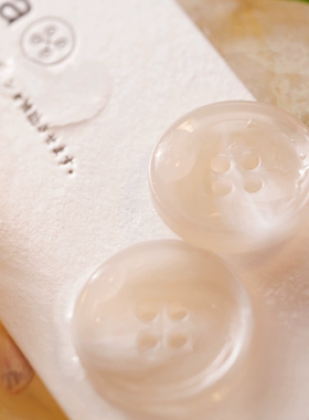 SAMA 桂花冻 內倒白花简约透明西装外套亚麻莫兰迪色系百搭树脂扣