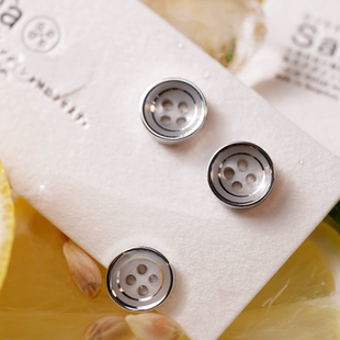 SAMA 波涌莲塘 银色内环清冷色调简约现代衬衫扣