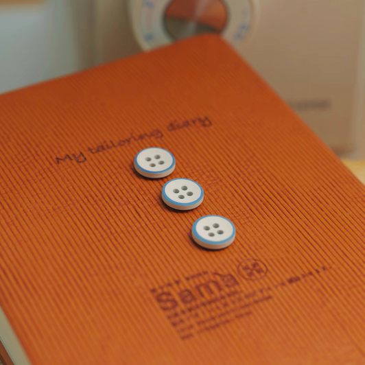 SAMA 海岸线 磨砂蓝边微微内凹漆色工艺春夏纯棉趣味清新衬衫扣