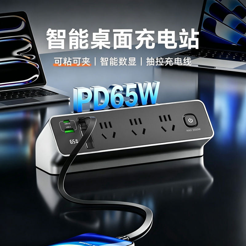 舒享65w智能数显桌面充电站图片
