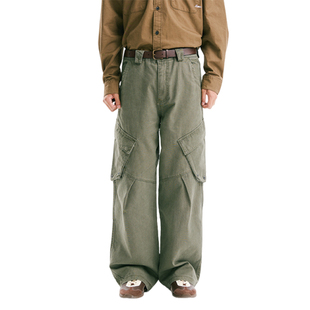 ZETITI复古做旧美式纯棉多口袋工装裤立体剪裁宽松百搭直筒长裤潮