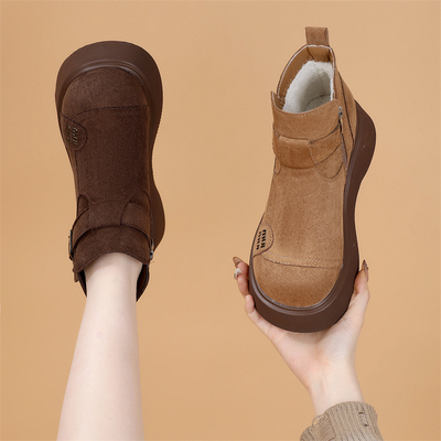 品牌鞋真皮厚底雪地靴子保暖短靴