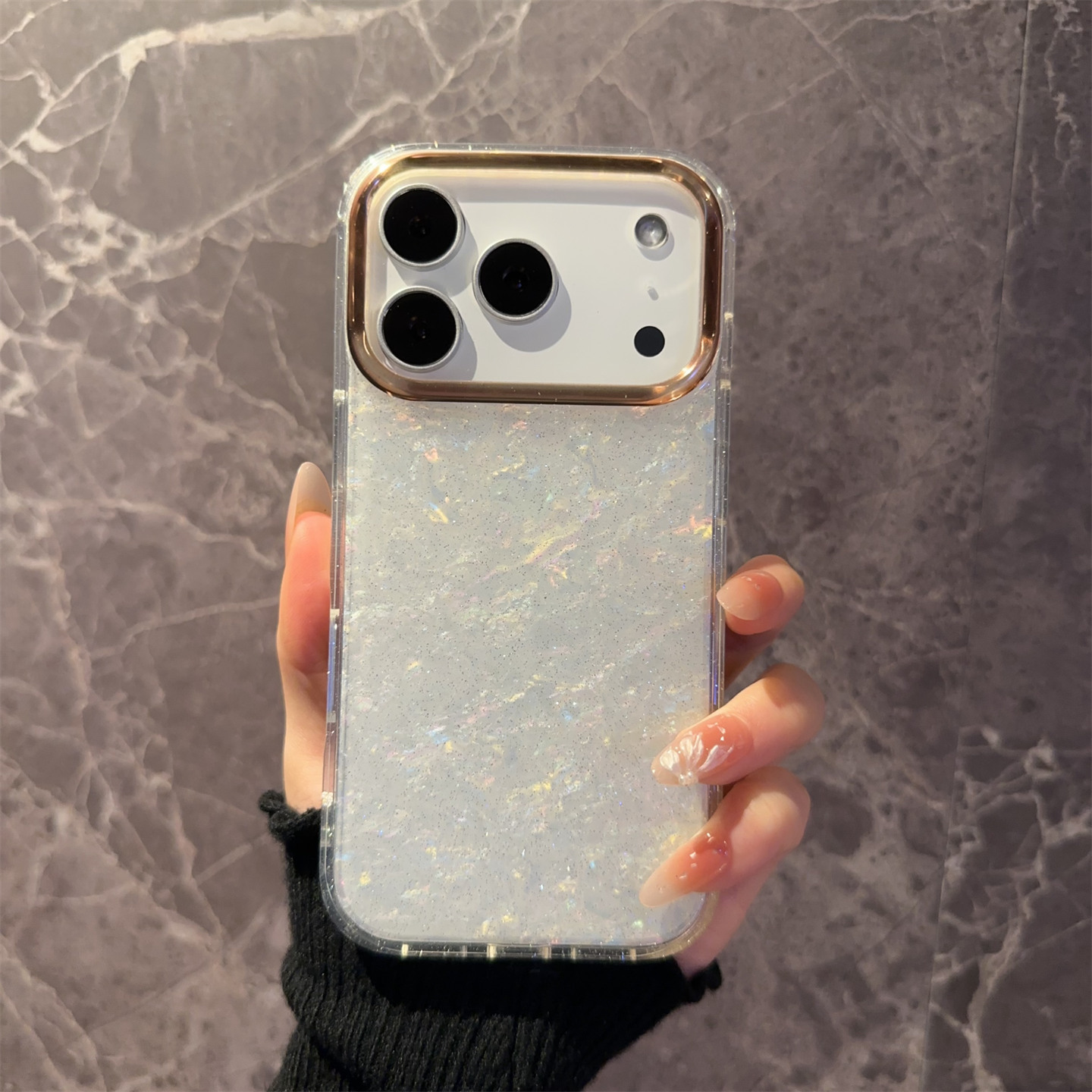 闪粉贝壳纹适用苹果17promax手机