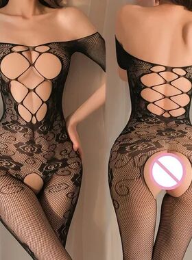 Fashionable open crotch hollow jumpsuit 时尚开裆镂空连体衣女