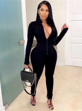 Fashion sexy slim long sleeve jumpsuit时尚性感修身长袖连体裤