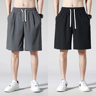 Solid Loose Ice Silk Beach Capris Men 纯色宽松冰丝沙滩五分裤