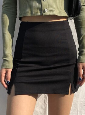 Sexy split tight A-line buttock skirt性感开叉紧身A字包臀裙女