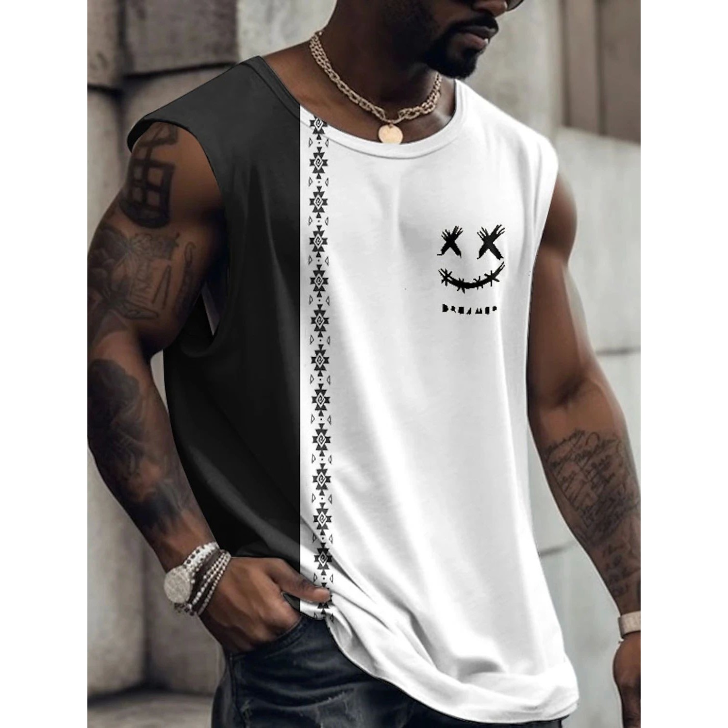 Minimally designed3D printed T-shirt formen简约图案3d印花T恤