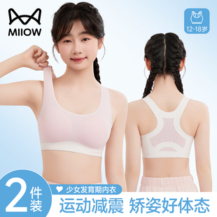 猫人少女内衣二三阶段发育期矫姿防止驼背跑步防震运动小背心文胸