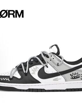 【定制球鞋】NikeDunk不羁者熊猫通勤防滑低帮 板鞋男女同款黑白