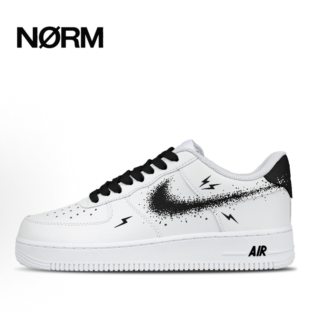 【定制球鞋】NikeAirForce1空军一号小闪电 耐磨防滑低帮情侣板鞋