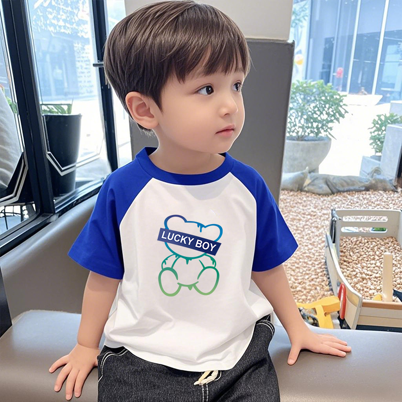 潮牌男童T恤短袖夏装纯棉2025新款童装大童儿童男孩半袖上衣女童