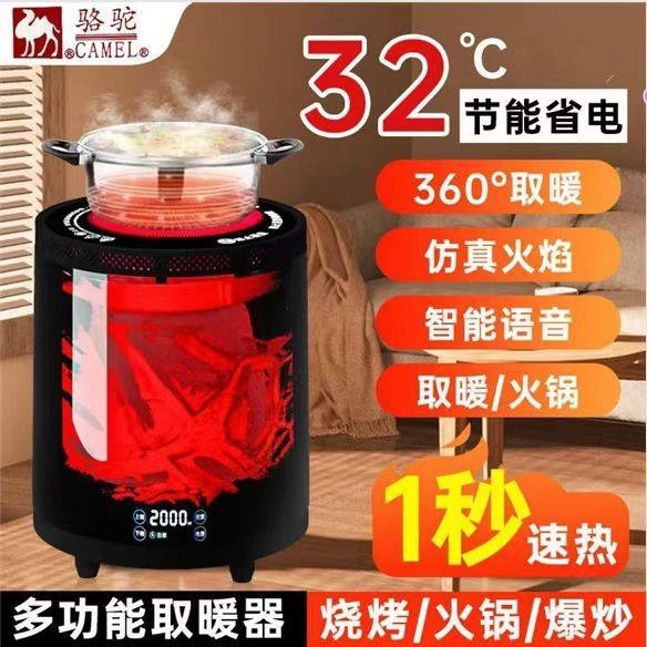 CAMEL/骆驼牌取暖器3D火焰智能语煮茶可烧烤音款烤火炉电暖气围炉,生活电器,暖风机/取暖器,淘宝优惠券,粉丝福利购,淘宝优惠卷