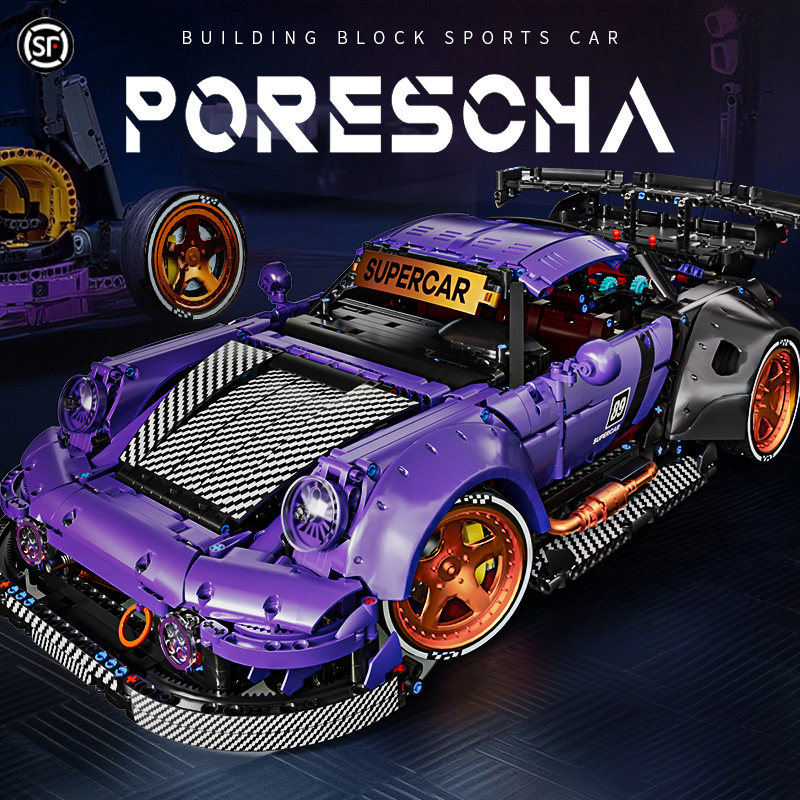 K盒子爆改保时捷964跑车积木模型