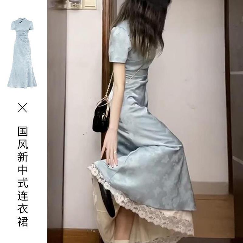 新中式国风改良旗袍连衣裙子女装夏季2025新款高级感收腰气质长裙