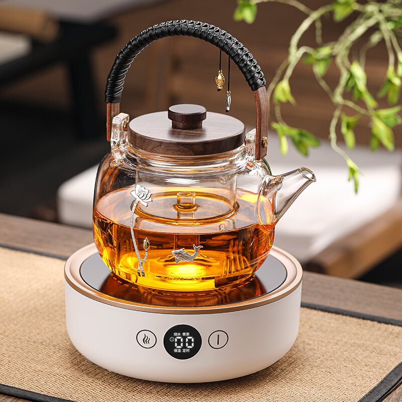 现货速发玻璃煮茶壶黑晶炉煮茶器泡茶烧水壶茶具白茶家用全自动蒸