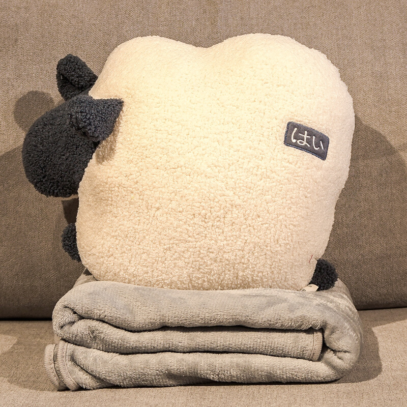 女生午休毯子抱枕二合一办公室z午睡小被子O盖毯两用可收纳车载毛