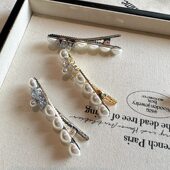 气质绝了 韩版 珍珠发夹刘海夹超闪气质侧边夹鸭嘴夹一字夹边夹