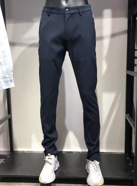 男装品牌 Jck Jns秋冬新品略修身小直筒小脚长裤藏青色纯色休闲裤