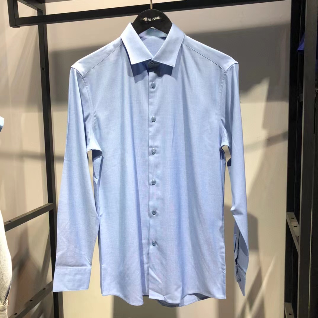男装品牌 Jck Jns秋冬款青年男士修身含羊毛天蓝上衣长袖衬衫衬衣