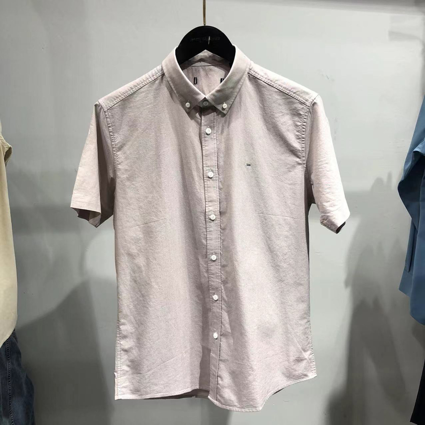 正品大牌!男装品牌男士纯棉短袖衬衫翻领牛津纺衬衣夏季男款半袖
