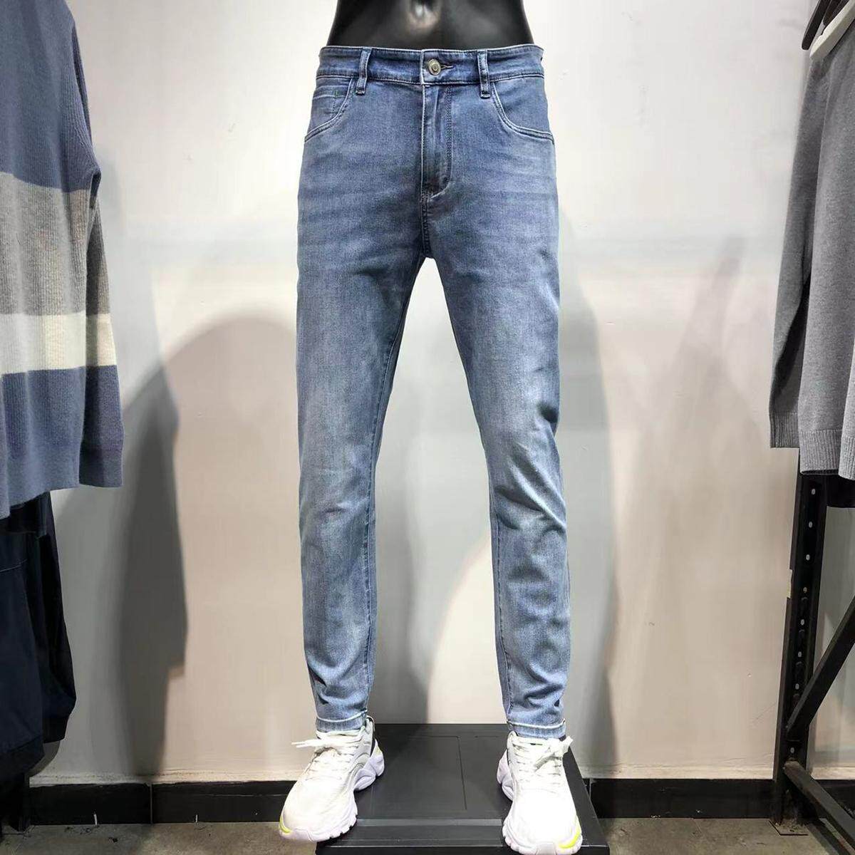 一线品牌男装撤柜春夏季薄款略修身小脚高弹力中腰牛仔裤青年长裤