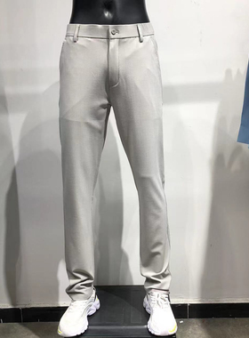 正品大牌！男装品牌！男士修身小脚休闲裤灰色含亚麻弹力商务男裤