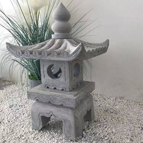 石灯笼庭院石灯中式草坪灯青石仿古石头灯花园落地灯石雕摆件