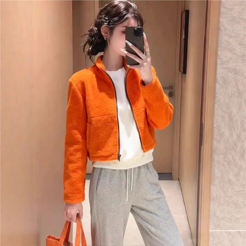 2025秋冬新款橙色立领百搭短外套女高级感时尚洋气小个子上衣外套,女装/女士精品,大码套装,淘宝优惠券,粉丝福利购,淘宝优惠卷