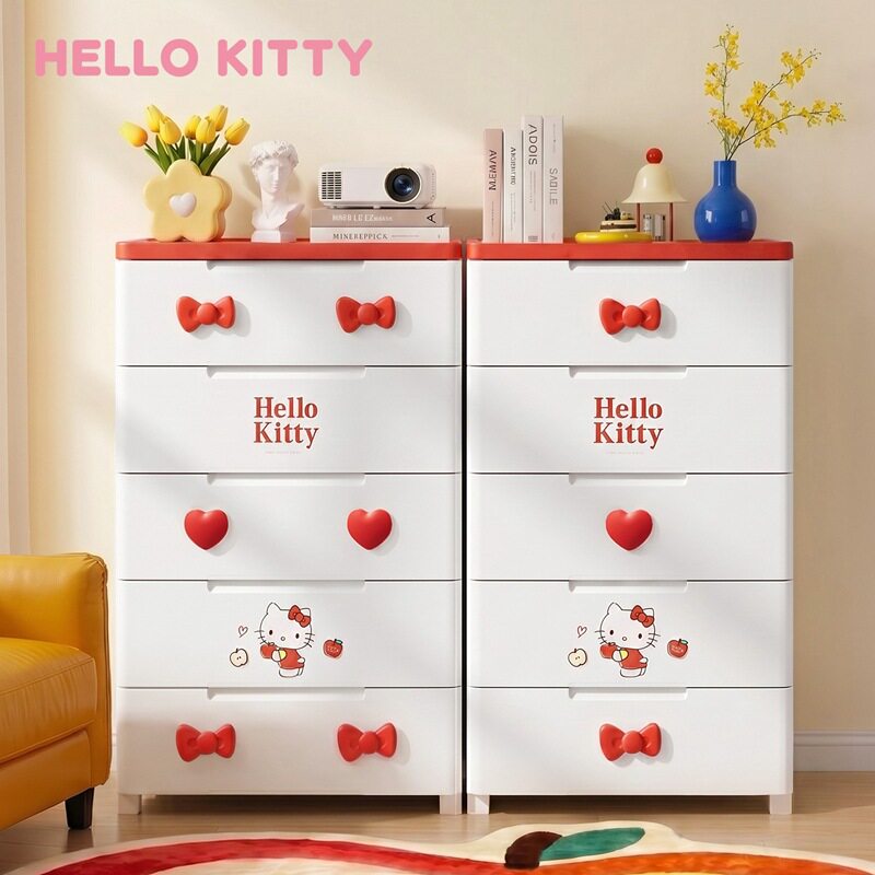 HelloKitty抽屉式收纳柜宝宝储物柜子客厅多层置物架塑料五斗柜