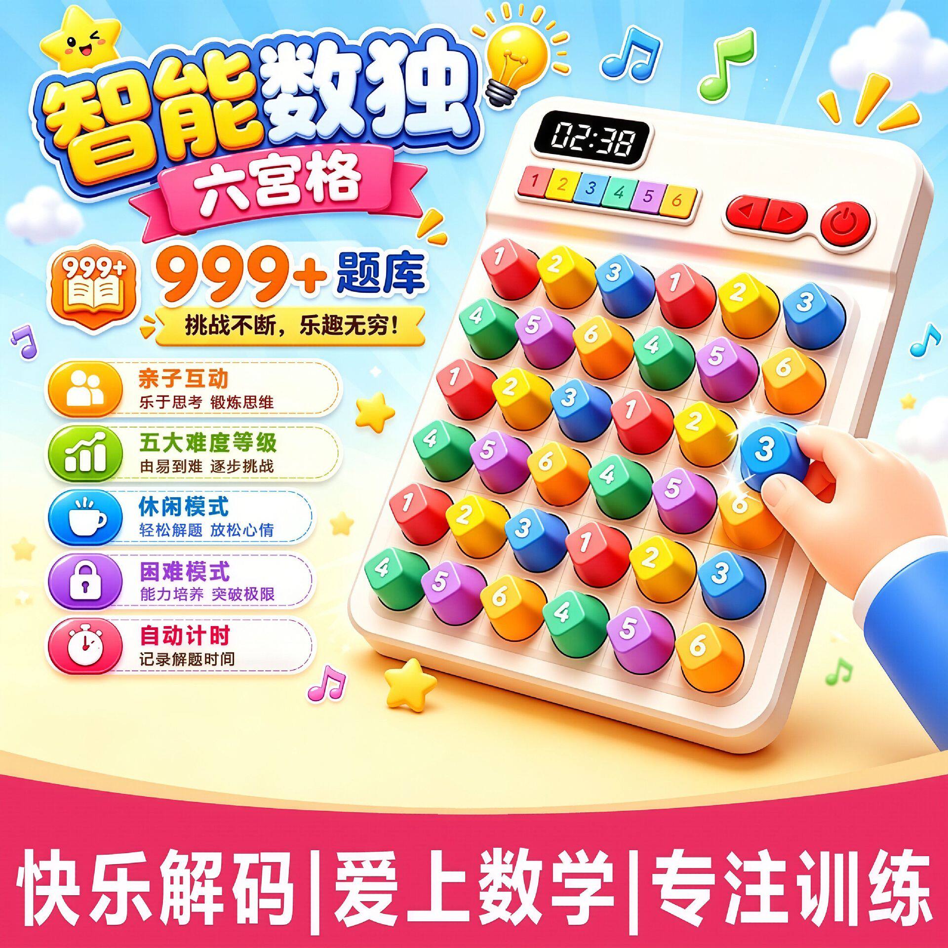 贝贝西里智能数独游戏机小学生六宫格电子益智思维玩具儿童节礼物