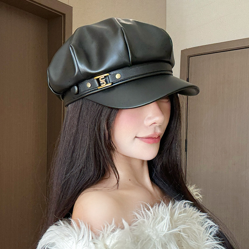 韩系复古PU皮质贝雷帽女小众气质文艺英伦八角显脸小街头鸭舌帽子,服饰配件/皮带/帽子/围巾,帽子,淘宝优惠券,粉丝福利购,淘宝优惠卷