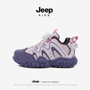 Jeep儿童棉鞋2025秋冬新款保暖女鞋二棉防水皮面加绒男童运动鞋