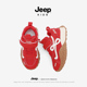 红色男童女童鞋 子2026春季 新款 Jeep儿童运动鞋 户外软底防滑跑步鞋