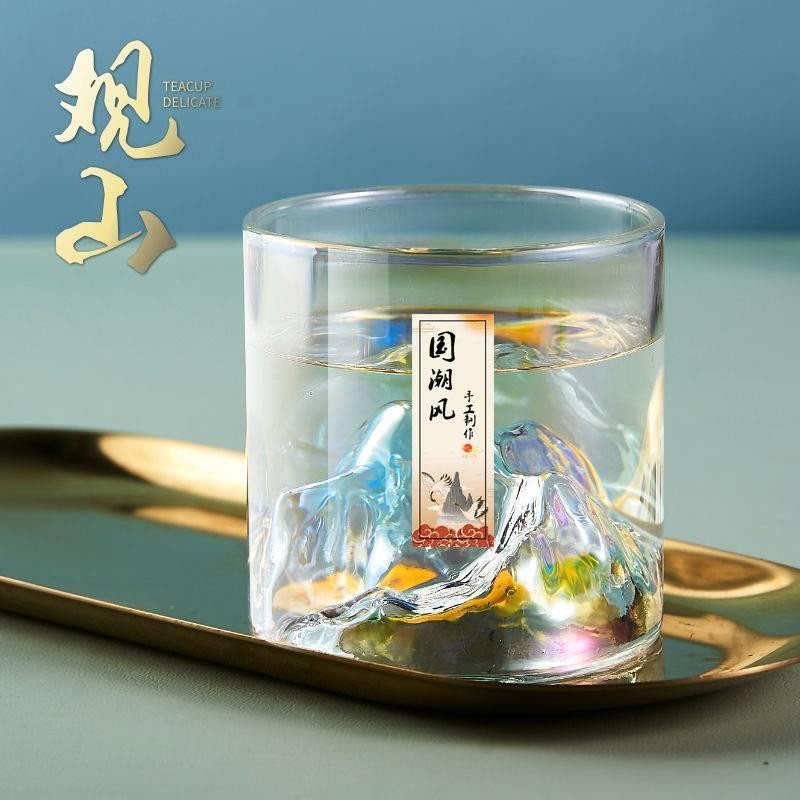 故宫千里江山杯彩色观山玻璃杯国潮复古日式水杯茶杯威士忌高硼硅