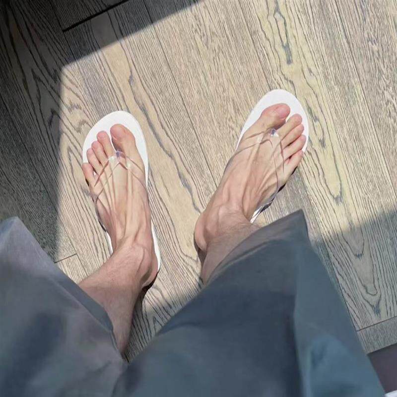 高级透明男人字拖居家男款夏夹板凉鞋防滑外穿耐磨拖鞋凉拖女
