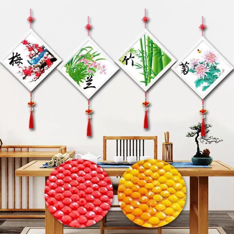 不用裱框的十字绣带相框钻石画免装裱客厅中国风十字绣钻石绣贴钻