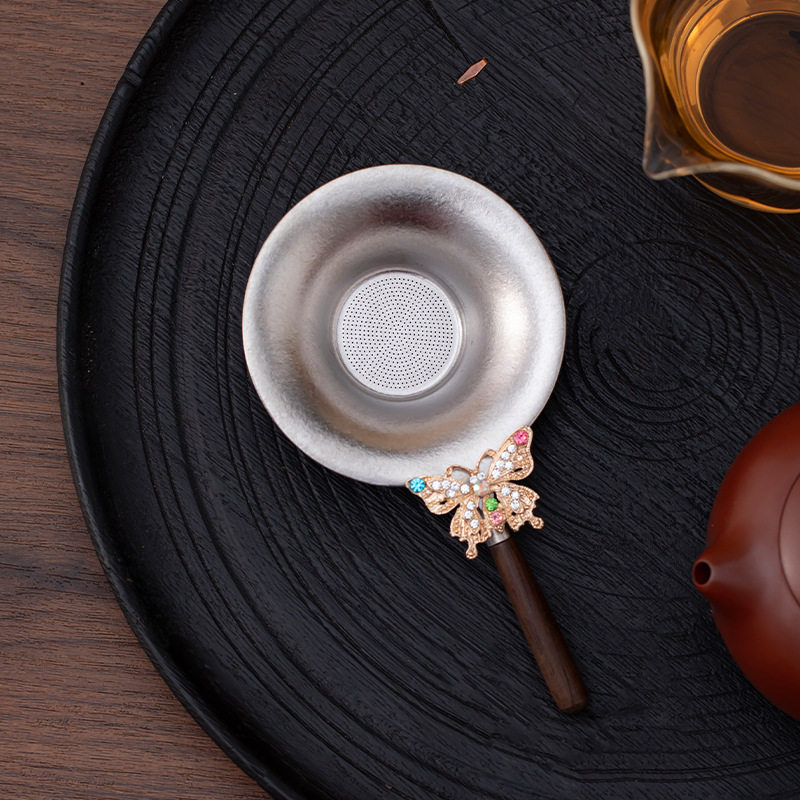 纯钛茶漏泡茶茶隔一体成型多用型牢固细密过滤网不生锈钛茶滤蝴蝶